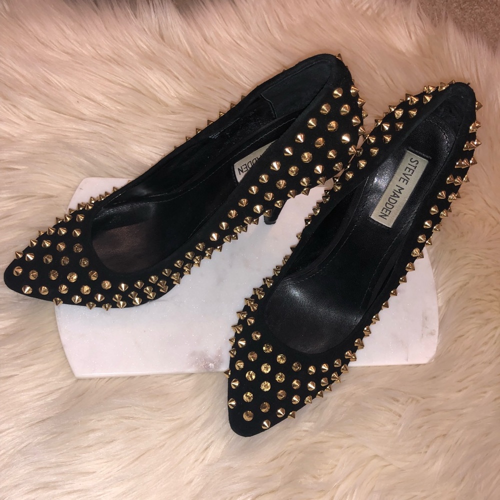Steve Madden gold studded heels